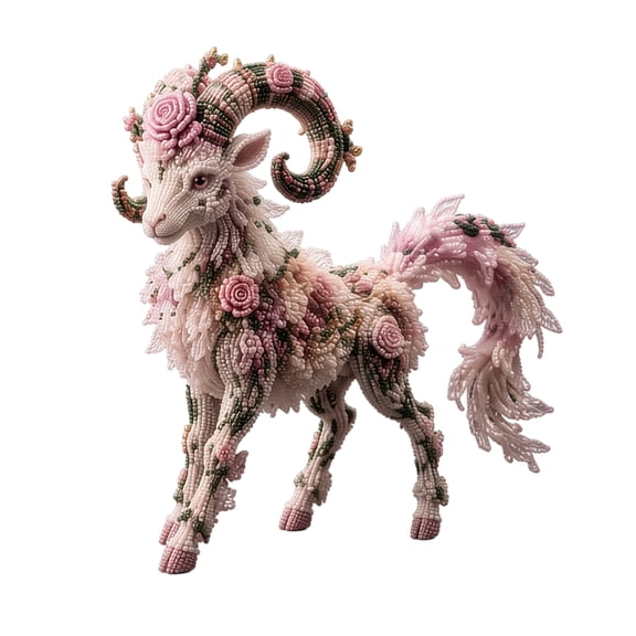 3D Beaded DIY Kit, Guardian Antelope Fabric Craft Set, Exquisite Handmade Mythical Creature Ornament, Artistic Sewing Kit for Collectors