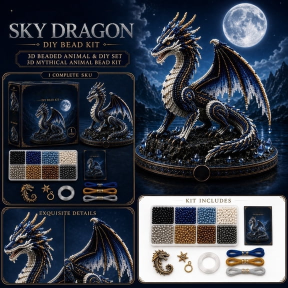 3D Beaded Dragon Beading DIY Kit, Sky Dominator,Holiday Themed Craft Pack, Compact Tiny Beads And Standard Beads For Crafts For All DIY Enthusiasts