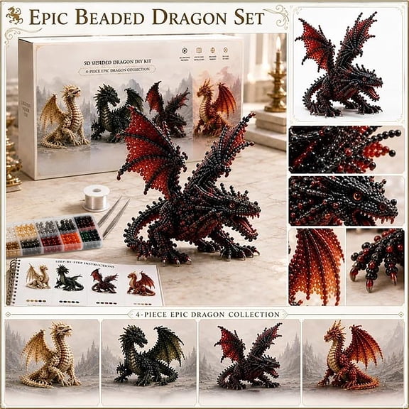 3D Beaded Dragon DIY Craft Kit Mythical Serpent Stringing Material Set for Indoor Leisure Entertainment Handmade Figurine Display Home Decor