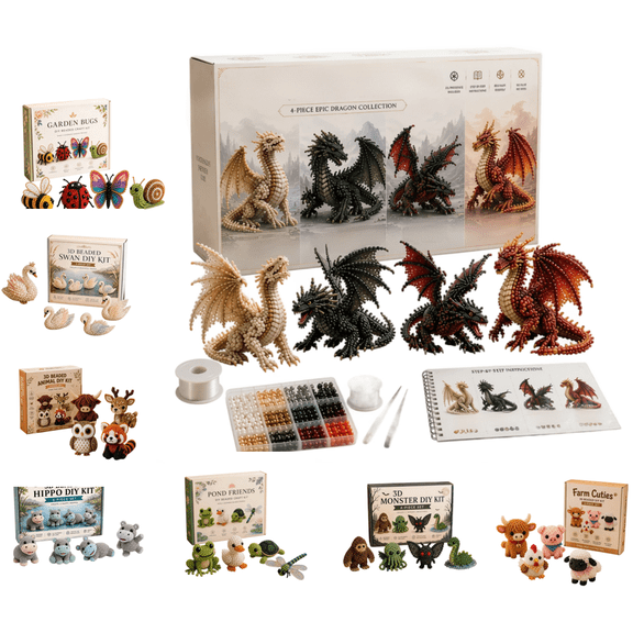 3D Beaded Dragon DIY Kit, Beginner Friendly Dragon Beadwork Kit, Complete DIY Craft Supplies For Embroidery Starters