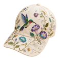 thumbnail image 1 of 3D Beaded Embroidery Floral Baseball Cap Washed Rhinestone Bird Dad Hat Boho Adjustable Sun Hat for Women, 1 of 5