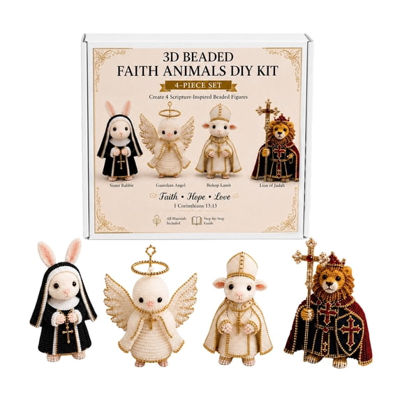 3D Beaded Faith Animals DIY Kit, Scripture-Inspired Beading Craft Set, DIY Bead Art Kit for Beginners & Craft Lovers