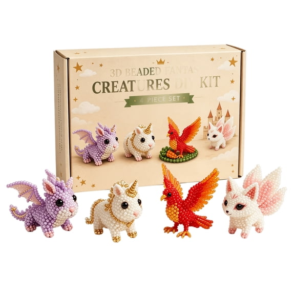 3D Beaded Fantasy Creatures DIY Kit, Mythical Beast Bead Art Set, Beginner Friendly Handmade Figurine, Cute Mini Gift