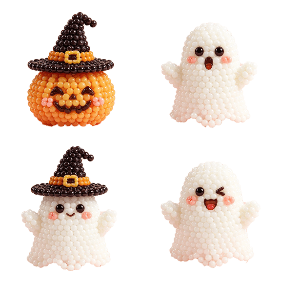 3D Beaded Ghost DIY Kit, Cute Ghost Beading Kit, Handmade Art Pieces Perfect For Halloween Layout And Holiday Present Giving (Ghost B)