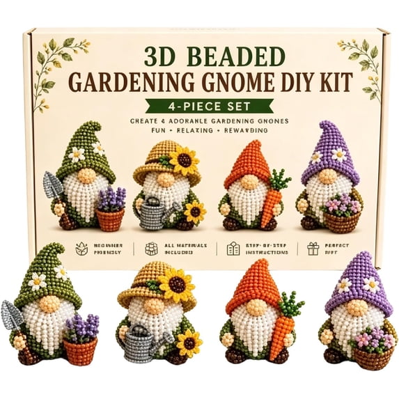 3D Beaded Gnome Craft Kit,DIY Handmade Bead Art Set for Kids,Teens & Adults,Beginner-Friendly Craft Activity with Full Materials & Instructions (#007)