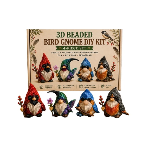 3D Beaded Gnome Craft Kit,DIY Handmade Bead Art Set for Kids,Teens & Adults,Beginner-Friendly Craft Activity with Full Materials & Instructions
