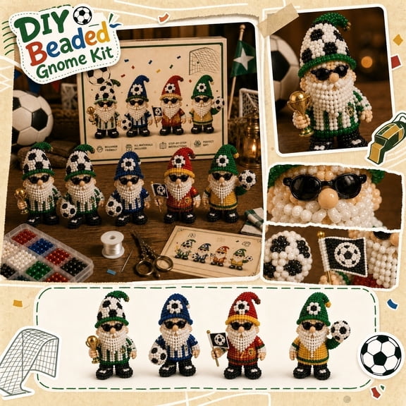 3D Beaded Gnome DIY Kit Colorful Pony Beads & Easy Instructions, Whimsical Garden Gnome Model, 3D Animal Themed Beadwork Kit for Beginners & Craft Enthusiasts, Home DIY Craft ProjectAs Show
