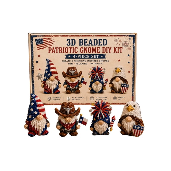 3D Beaded Gnome Kit,3D Beaded Art Kits,4PCS Bead Dwarf Diy Set Beginner-Friendly Craft Activity With Full Materials & Instructions.3.15 Inch.(B)