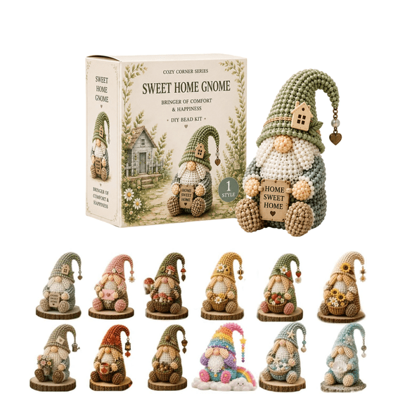 3D Beaded Gnome Kit, Beginner Friendly Beading Kits With Detailed Step-by-Step Guides, Calming Hands-On Craft Activity for Adult Crafters and DIY Hobby Enthusiasts (Sweet Home Gnome)