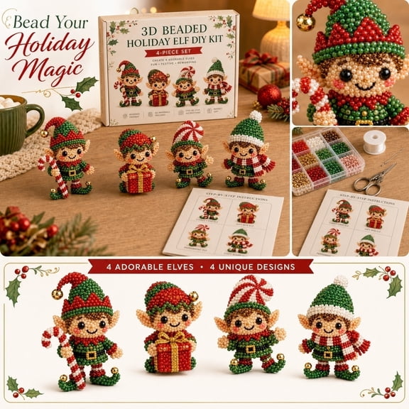 3D Beaded Holiday DIY Kit Crafting Set Handmade Activity Festive Decoration Project for Teens Adults Home Py Ornaments Creative Gift Hobby Set Collection , 1Pack A