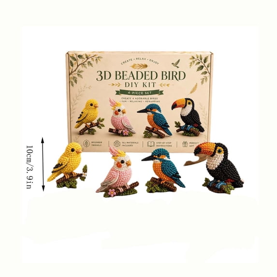 3D Beaded Kit DIY Bead Kits for Adults Bead Embroidery Kits Beading Petite Craft Designs for Beginners & Craft Enthusiasts with Instruction