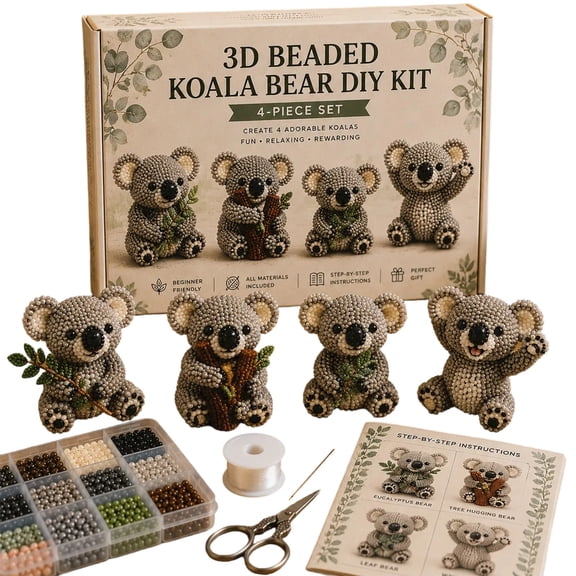 3D Beaded Koala Bear DIY Kit, Unique 3D Animal Handmade Kit, Portable Craft Set Perfect For Leisure Activities And Gift Choice
