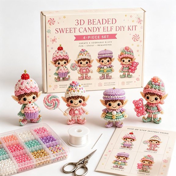 3D Beaded Magical Elf DIY Kit for Adults Beginners Home Decor Gift Handmade Beading Craft Set, Christmas Birthday Gift Idea