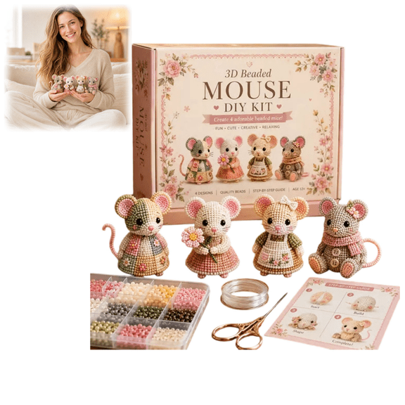 3D Beaded Mini World DIY Craft Kit, Animal & Fashion Beading Set Complete Jewellery Making Gift for Hobby Crafters