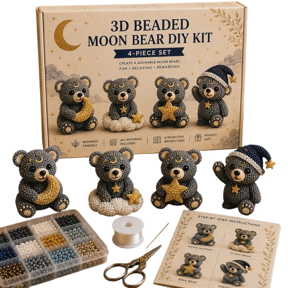 3D Beaded Moon Bear DIY Kit, Exquisite 3D Animal Beaded Art Set, Ideal Handcraft Project For Relaxing Time And Home Decoration