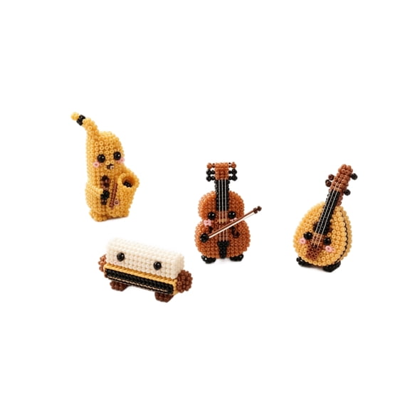 3D Beaded Musical Instrument Craft Kit, DIY Violin Saxophone Lute Harmonica Artistic Set for Creative Home Accent Display Activity