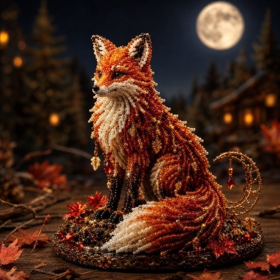 3D Beaded Mythical Fox Kit, 3D Beaded Animal Kit, Mythical Guardian DIY Craft For Stress Relief And Leisure Activities