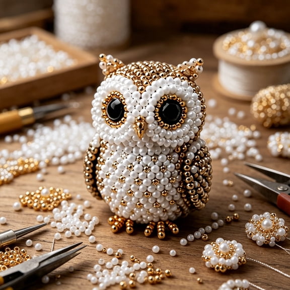 3D Beaded Owls DIY Kit – Adorable Handmade Farm Animals Craft Set, Cute 3D DIY Pets Animal Beading Kit with Instructions, Creative Beading Craft Decoration Gifts for Adults