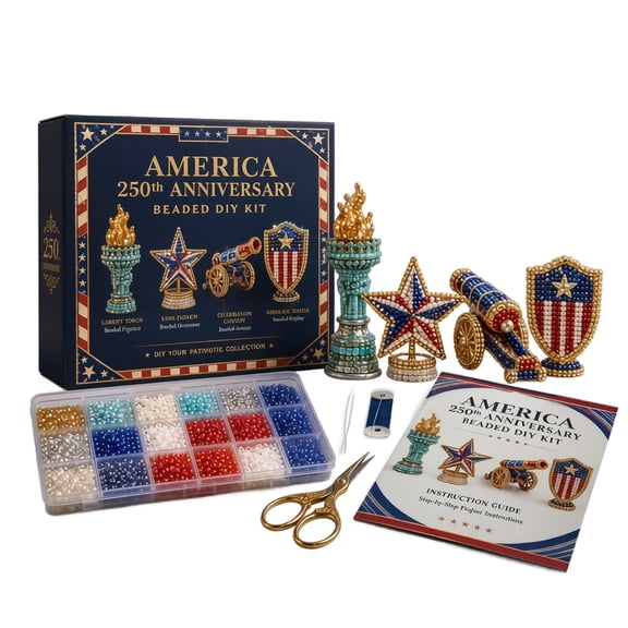 3D Beaded Patriotic DIY Kit, Full Tools And Instructions, Perfect Craft To Make Unique Patriotic Decorations For USA 250 Anniversary Celebration