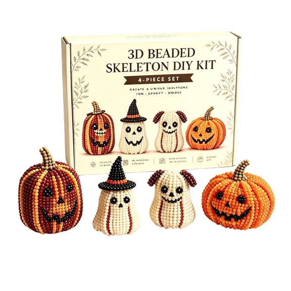 3D Beaded Pumpkin DIY Kit, Cute Pumpkin Bead Craft Set, Beginner Friendly Halloween Beading Set, Handmade Pumpkin Figurine Making Kit for Home Decor Gift