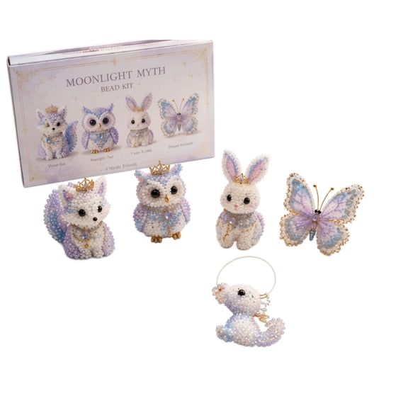3D Beaded Rabbit Fox DIY Kit, Cute Animal Figurine, Beginner Friendly Craft Set, Mini Home Decor Gift