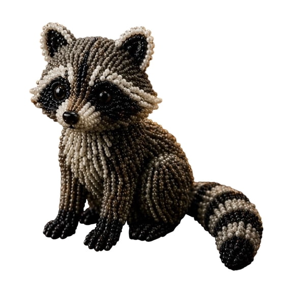 3D Beaded Realistic Raccoon DIY Kit, Wildlife Animal Handmade Figurine Craft Set with Beads Tools & Instructions, Art Project for Adults Home Desktop Decor Gift