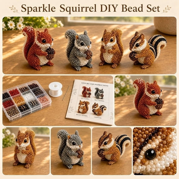 3D Beaded Squirrel DIY Kit, Compact Portable Handmade Beading Craft Set, Creative 3D Animal Art Kit Ideal For Daily Leisure Activities And Custom Gift Making