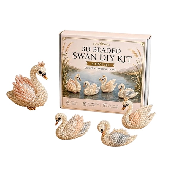3D Beaded Swan DIY Kit Elegant Artisan Craft Set for Hobbyists, Decorative Handmade Ornament Display Model