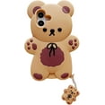 thumbnail image 1 of 3D Bear Case for iPhone 16 Plus 6.7",Cartoon Cute Kawaii Lovely Character Bow Tie Bear Shape Kids Teens Girls Women Soft Silicone Case for iPhone 16 Plus 6.7 inch 2024, 1 of 7