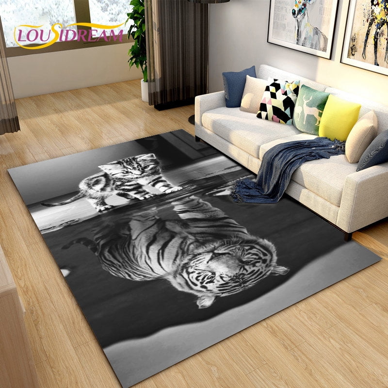 3D Beast Tiger, Sabretooth,Cartoon Animal Area Rug,Carpet Rug for ...