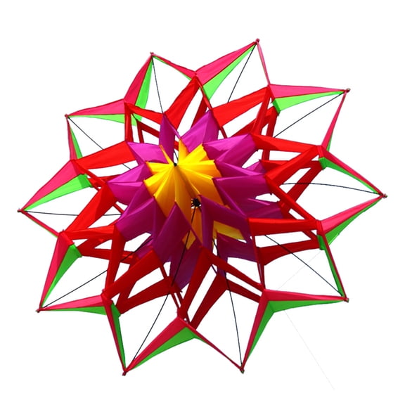 3D Beautiful Lotuses Kites Handcrafted Checkered Polyester For Outdoor Family Girls Boys Gift Easy To Fly