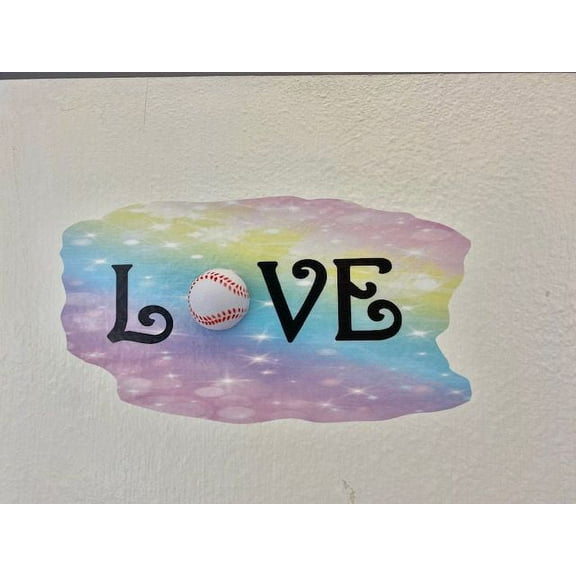 3D Bedroom Wall Decal Sticker For Boys Custom Designs With 3D Softball Cute 3D Baseball With Love Typography - Love Easily Applied And Removable - Size: 16 In X 7 In