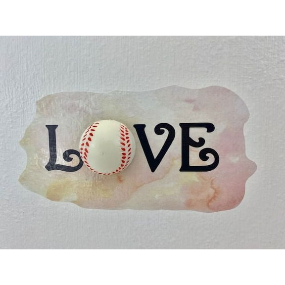 3D Bedroom Wall Decal Sticker For Boys Custom Designs With 3D Softball Cute 3D Baseball On Sleek Watercolor Background - Love Easily Applied And Removable - Size: 16 In X 7 In