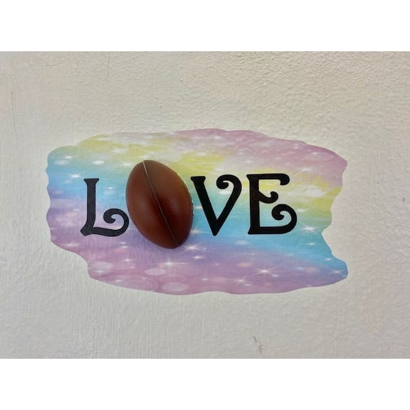 3D Bedroom Wall Decal Sticker For Boys Custom Designs With 3D Football Cute 3D Football Design With Word Love - Love Easily Applied And Removable - Size: 16 In X 7 In
