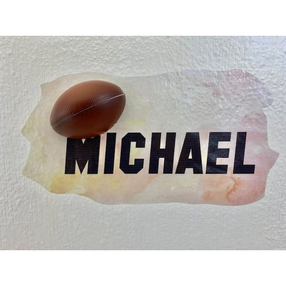 3D Bedroom Wall Decal Sticker For Boys Custom Designs With 3D Football Custom Name 3D Football Design With Word Love - Easily Applied And Removable - Size: 16 In X 7 In