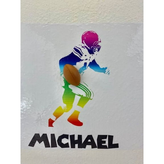 3D Bedroom Wall Decal Sticker For Boys Custom Designs With 3D Football Custom Name With Watercolor Football Player - Easily Applied And Removable - Size: 16 In X 12 In