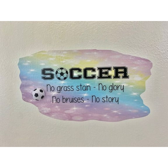 3D Bedroom Wall Decal Sticker For Boys Custom Designs With 3D Soccer Inspirational Sports Quote With 3D Soccer Ball - No Stain No Glory Easily Applied And Removable - Size: 26 In X 14 In