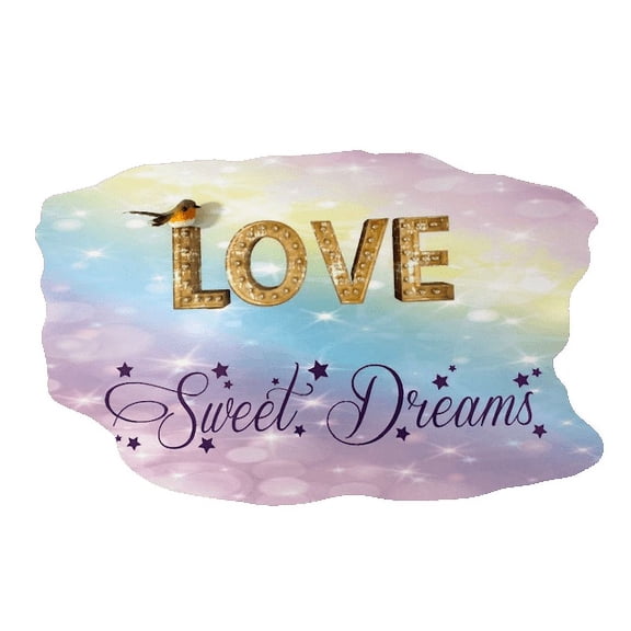 3D Bedroom Wall Decal Sticker For Unisex Custom Designs With 3D Birds Beautiful 3D Flowers With Love Typography - Sweet Dreams Easily Applied And Removable - Size: 26 In X 24 In