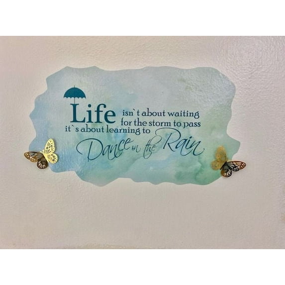 3D Bedroom Wall Decal Sticker For Unisex Custom Designs With 3D Butterfly Cute 3D Butterflies On Soft Watercolor Design - Learn To Dance In The Rain Easily Applied And Removable - Size: 28 In X 22 In