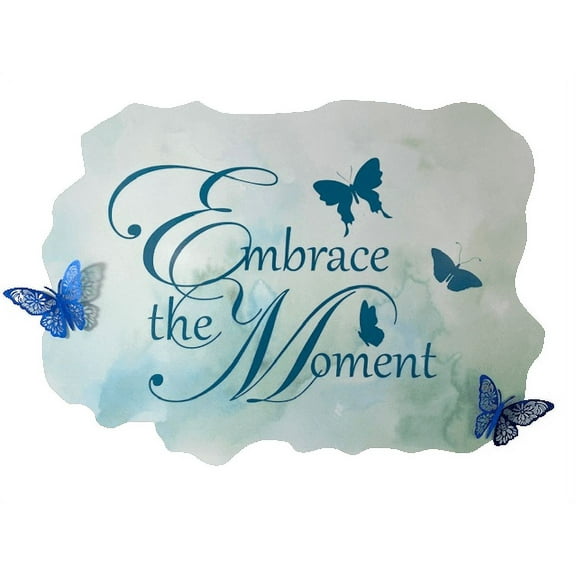 3D Bedroom Wall Decal Sticker For Unisex Custom Designs With 3D Butterfly Cute 3D Butterflies On Washed Watercolor Splash - Embrace The Moment Easily Applied And Removable - Size: 30 In X 26 In
