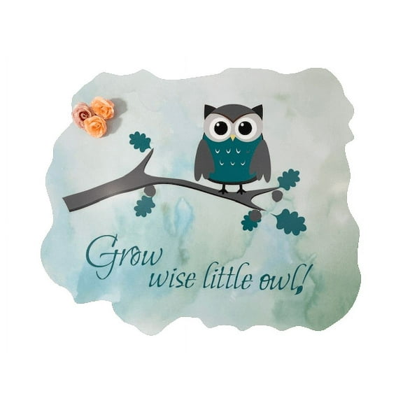 3D Bedroom Wall Decal Sticker For Unisex Custom Designs With 3D Flowers Cute Owl With Lovely 3D Flowers On Tree - Grow Wise Little Owl Easily Applied And Removable - Size: 20 In X 20 In