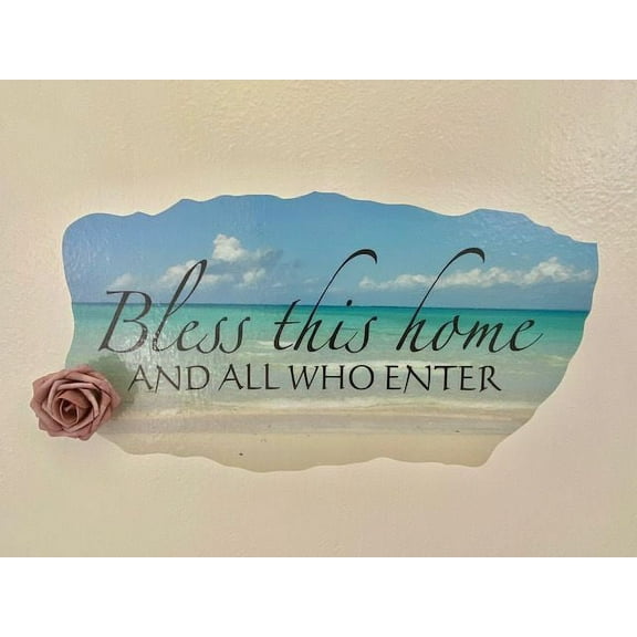 3D Bedroom Wall Decal Sticker For Unisex Custom Designs With 3D Flowers Cute 3D Flowers With Religious Quote - Bless This Home And All Easily Applied And Removable - Size: 26 In X 13 In
