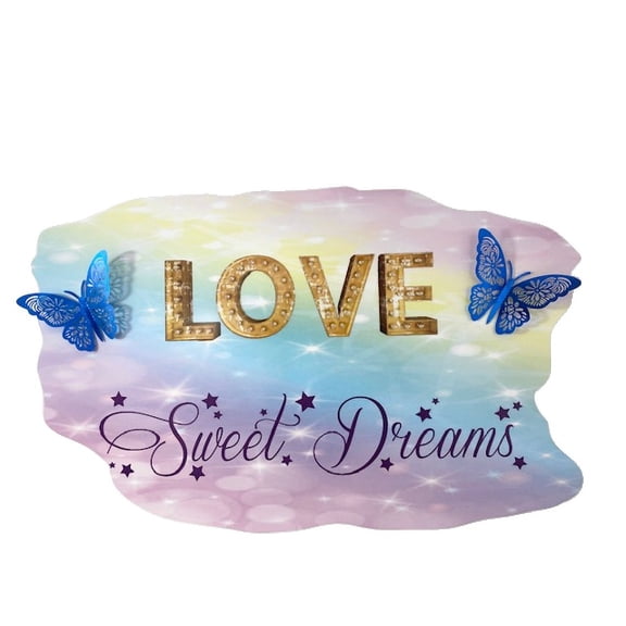 3D Bedroom Wall Decal Sticker For Unisex Custom Designs With 3D Butterfly Beautiful 3D Butterflies With Love Design - Love Easily Applied And Removable - Size: 26 In X 24 In
