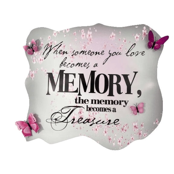 3D Bedroom Wall Decal Sticker For Unisex Custom Designs With 3D Butterfly Cute 3D Butterflies With Memorial Quote - Memory Becomes A Treasure Easily Applied And Removable - Size: 20 In X 20 In