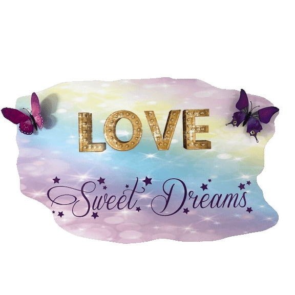 3D Bedroom Wall Decal Sticker For Unisex Custom Designs With 3D Butterfly Cute 3D Multi Butterflies With Love Design - Love Easily Applied And Removable - Size: 26 In X 24 In