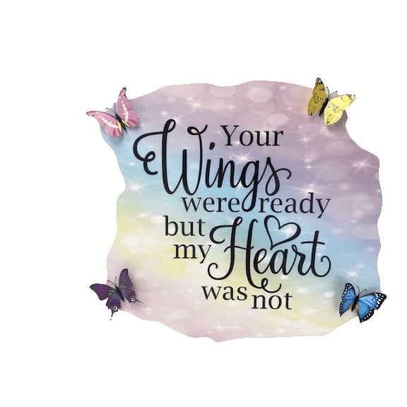 3D Bedroom Wall Decal Sticker For Unisex Custom Designs With 3D Butterfly Memorial Quote With 3D Coloured Butterflies - Your Wings Read Not Heart Easily Applied And Removable - Size: 20 In X 20 In
