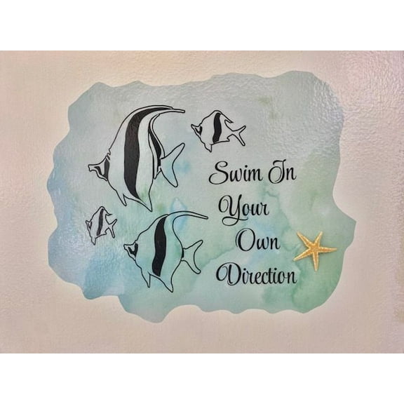 3D Bedroom Wall Decal Sticker For Unisex Custom Designs With 3D Starfish Cute 3D Star Fish On Sleek Watercolor Design - Swim In Your Direction Easily Applied And Removable - Size: 26 In X 26 In