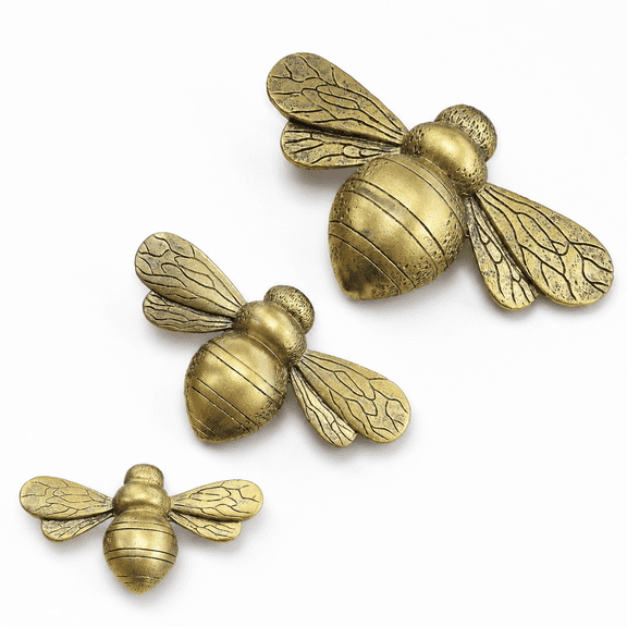 3D Bee Wall Decor Set of 3, Antique Copper Finish, 8.27 x 7.95 x 2.40 Inches