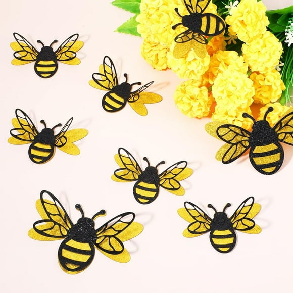 3D Bee Wall Stickers 2 Sizes Double Layer 3D Bee Stickers Self-Adhesive Honey Bees Wall Decor for Home Room Bedroom Living Room Party Decoratio (24 Pcs)