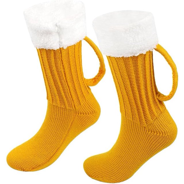 3D Beer Mug Knitted Socks Unisex Padded Beer Mug Socks Warm MidCalf